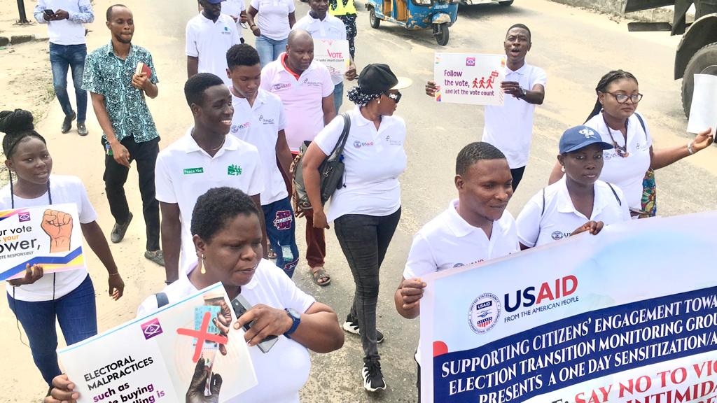 Group photograph of TMG Delta State pre-election sensitization